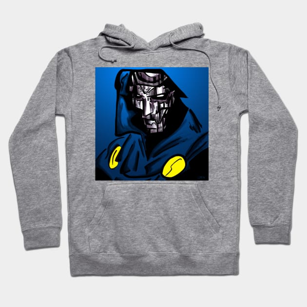 blue doctor doom in multiverse madness Hoodie by jorge_lebeau